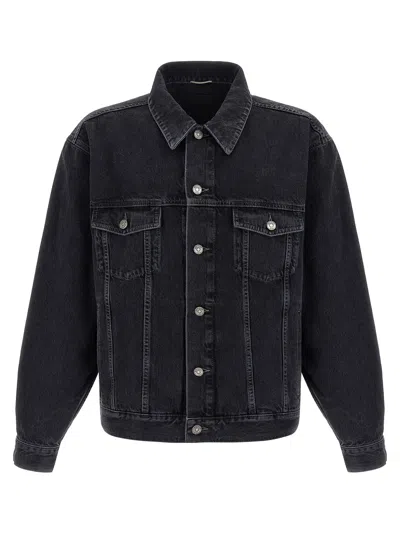 Saint Laurent Trucker Puffer Jackets Black In Black