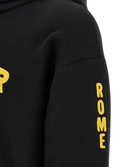 Valentino Hooded Sweatshirt With Front Pocket And Ribbed Hem In Black