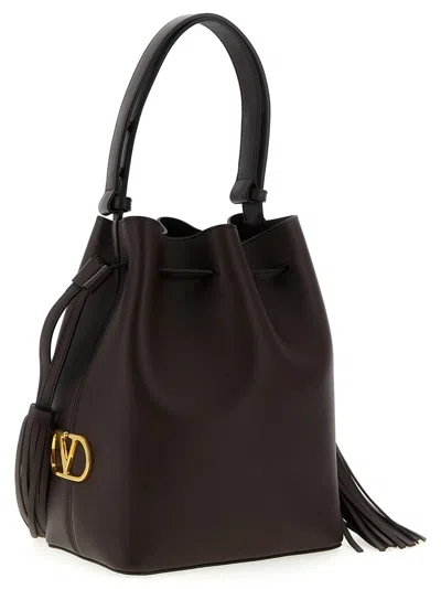 Valentino Garavani Chocolate Leather Vlogo Signature Bucket Bag