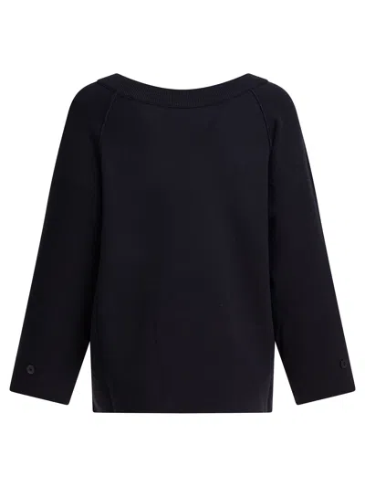 Max Mara Pure Viscose And Wool Over Sweater Knitwear Blue In Black