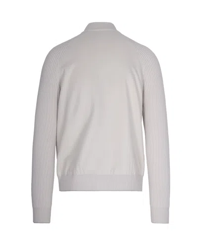 Eleventy Wool Jacket With High Collar And Ribbed Sleeves In Neutral