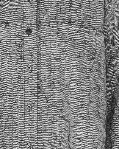 Samsoe & Samsoe Loose-fit Black And White Herringbone Shirt With Textured Design In Gray