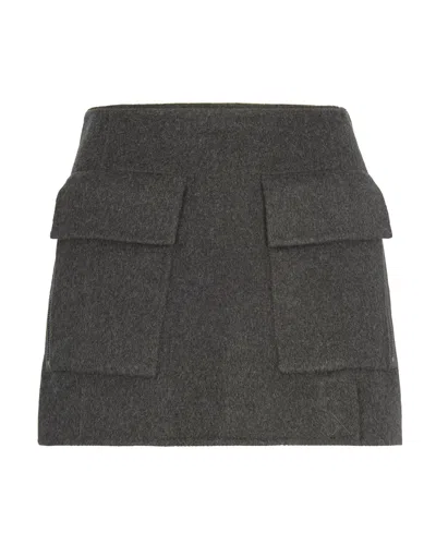 P.a.r.o.s.h Regular Fit Wool Skirt With Flap Pockets And Zip Closure In Multi