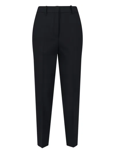 Incotex Straight-leg Trousers In Black Virgin Wool With Elasticated Waistband In Black