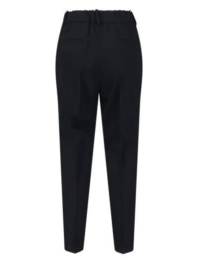 Incotex Straight-leg Trousers In Black Virgin Wool With Elasticated Waistband In Black