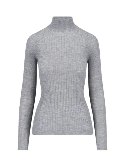 Sa Su Phi Long Sleeve Mock Neck Knitwear Top In Gray