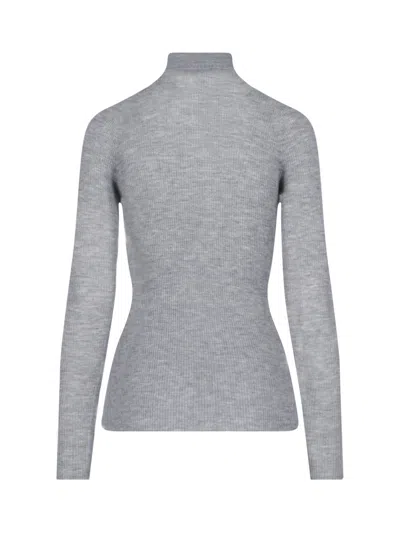 Sa Su Phi Long Sleeve Mock Neck Knitwear Top In Gray