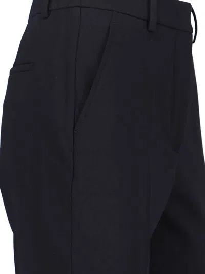 Incotex Straight-leg Trousers In Black Virgin Wool With Elasticated Waistband In Black