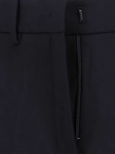 Incotex Straight-leg Trousers In Black Virgin Wool With Elasticated Waistband In Black