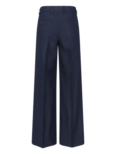 Incotex Wide-leg Virgin Wool Trousers With Mid-rise Waist And Tailored Finish In Blue