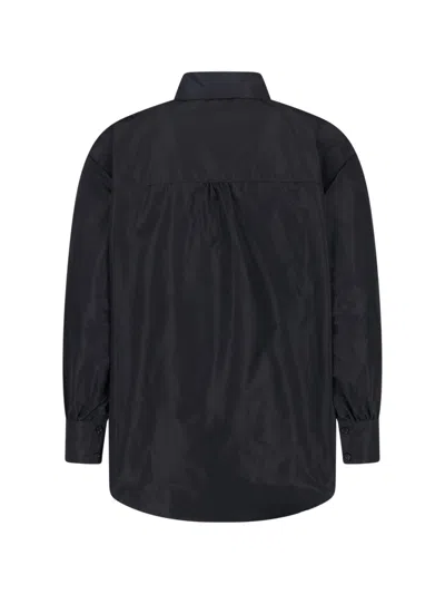 Aspesi Timeless Black Shirt With Pointed Collar And Curved Hemline In Black