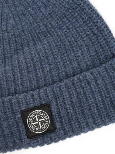Stone Island Wool Cap Hats Blue In Blue