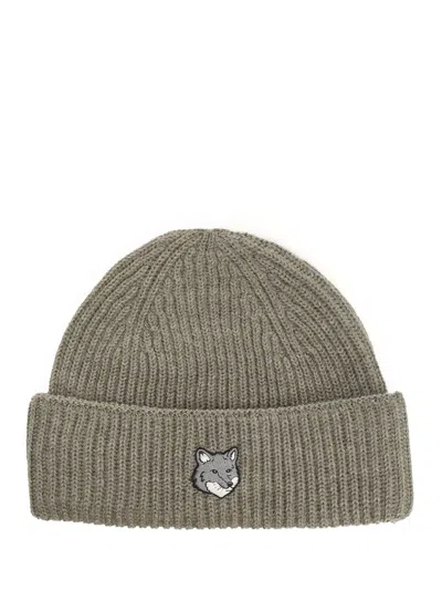 Maison Kitsuné Wool Hat Hats Green In Gray