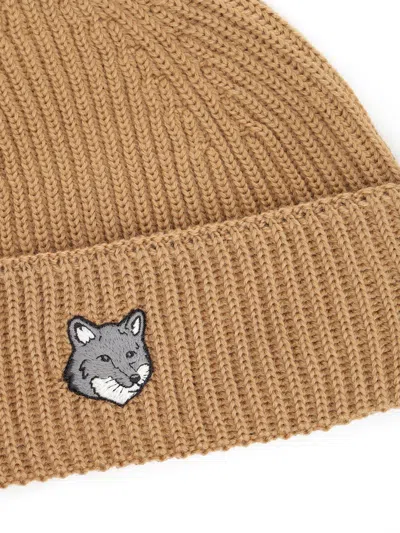 Maison Kitsuné Wool Hat Hats Brown In Gold
