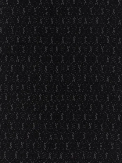 Saint Laurent Ysl Monogram Scarf Scarves And Foulards Black In Black
