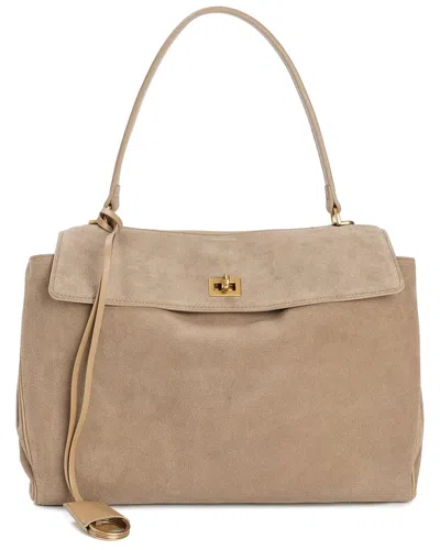 Tiffany & Fred Paris Suede Top Handle Tote In Brown