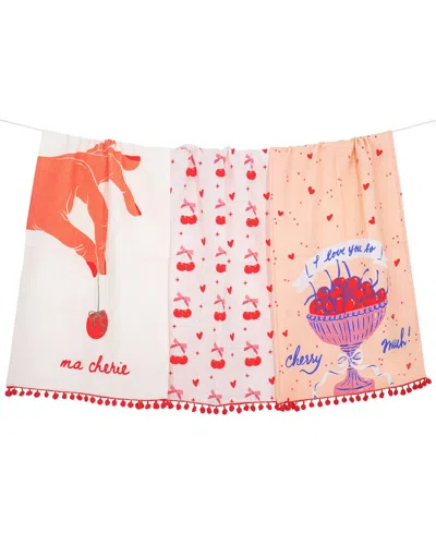 Tiramisu Set Of Three Ma Cherie Kitchen Towels In Multi