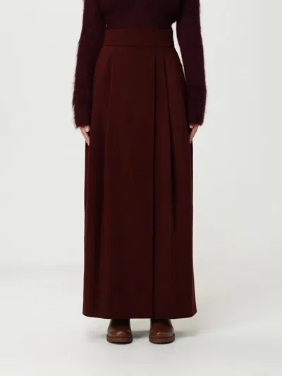 Max Mara Zattera Pleated Maxi Skirt In Burgundy