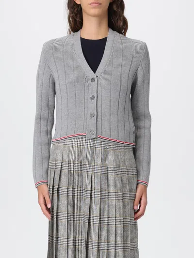 Thom Browne Ladder Full Neede Rib Stitch Cardigan In Gray