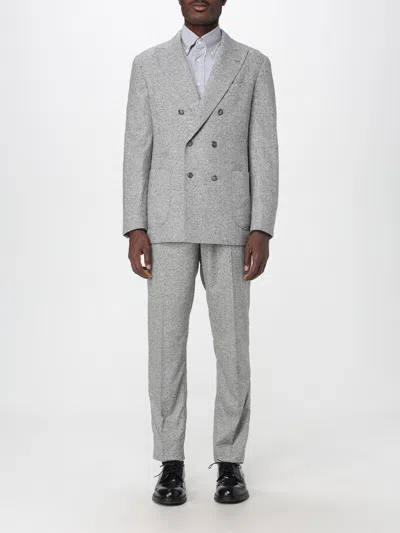 Brunello Cucinelli Tailored Suit Set Double-breasted Jacket In Gray