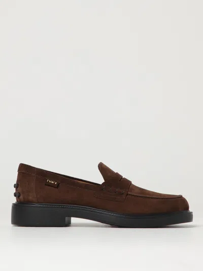 Tod's Penny Strap Loafers Suede Finish In Brown