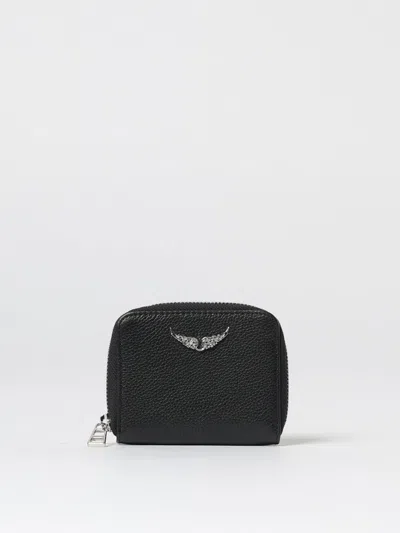 Zadig & Voltaire Mini Textured Finish Wallet In Black