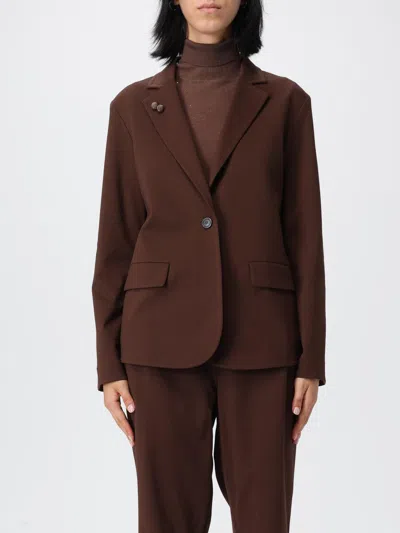 Fabiana Filippi Single-breasted Jersey Blazer With Tailored Fit In Brown