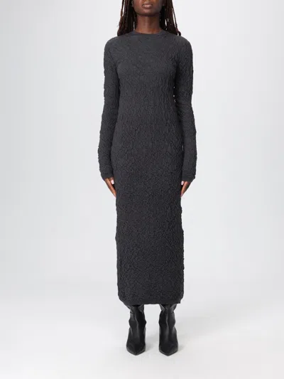 Fabiana Filippi Merino Wool Knit Dress With Embossed Effect In Gray