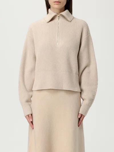 Max Mara Cashmere Wool Zip Collar Sweater In Neutral