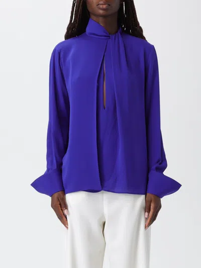 Tom Ford Washed Silk Georgette Blouse In Blue