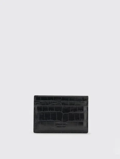 Tom Ford Crocodile-print Leather Card Holder In Black