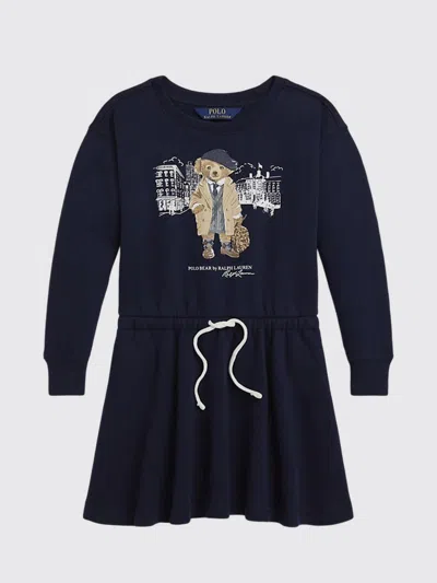 Polo Ralph Lauren Cotton Blend Dress With Polo Bear Print In Animal Print