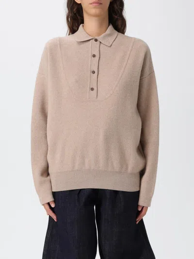 Jacquemus Polo Collar Knitwear With Ribbed Cuffs And Hem In Brown