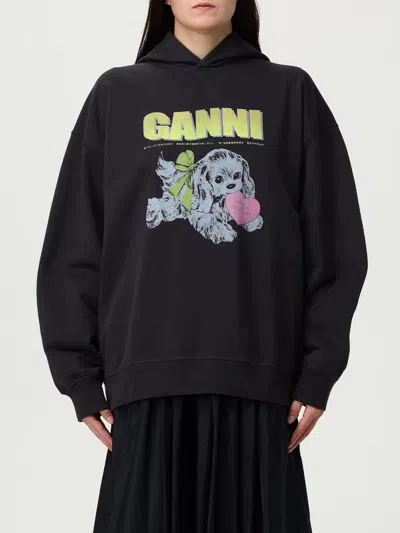 Ganni Isoli Oversized Phantom Sweatshirt In Black