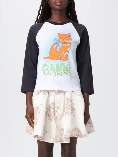 Ganni T-shirt In Cotone Bicolor  Donna In Multi