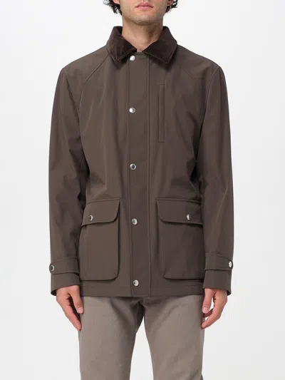 Brunello Cucinelli Men Stretch Membrane Nylon Jacket In Brown