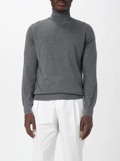 Brunello Cucinelli Wool Turtleneck Sweater With Ribbed Cuffs And Hem In Gray