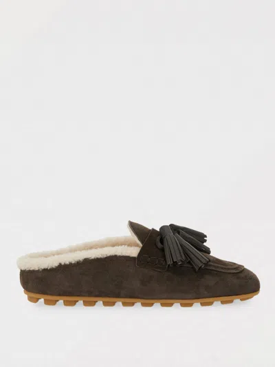 Hogan Suede Slipper Loafer In Brown