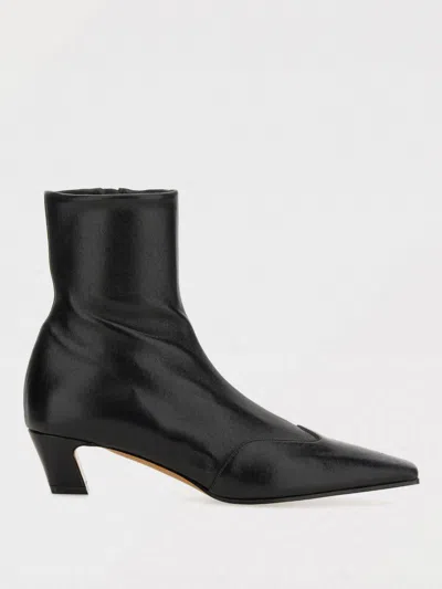Khaite Pointed Toe Ankle Boots With Smooth Lamb Leather In Black