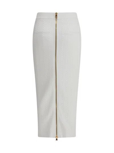 Balmain Long Skirt Viscose Blend In White
