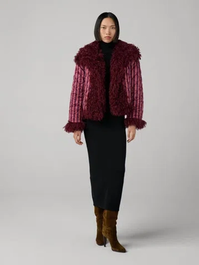 Diane Von Furstenberg Natalia Reversible Coat In Burgundy