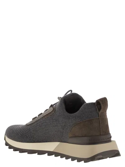 Brunello Cucinelli Women Runners In Techno Fabric And Calfskin With Precious Trim In Multi