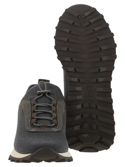 Brunello Cucinelli Women Runners In Techno Fabric And Calfskin With Precious Trim In Multi