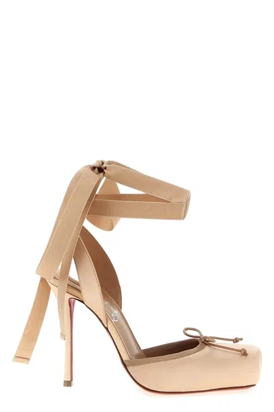 Christian Louboutin Cassia Lace Up Pumps In Neutral