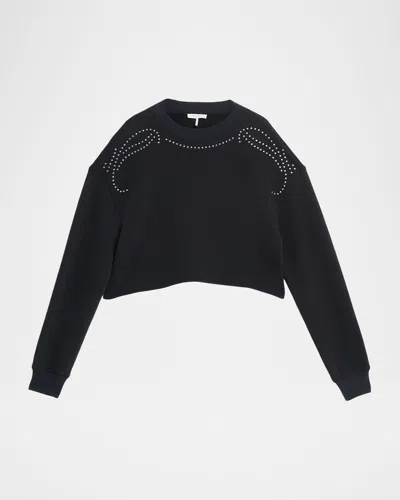 Rag & Bone Studded Vintage Terry Crop Sweatshirt In Black