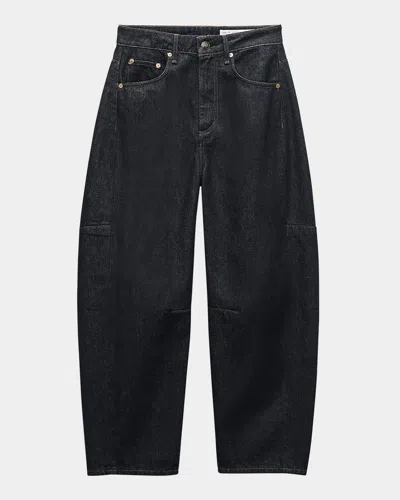 Rag & Bone Charlie High Rise Cropped Barrel Jeans In Twtri In Black