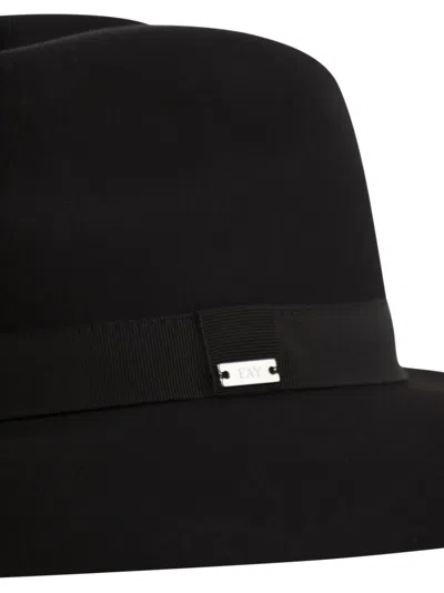 Fay Wide-brimmed Fedora Hat In Black