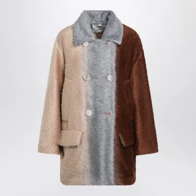 Fendi Wool Coat With Button Embellishments And Pockets In Brown