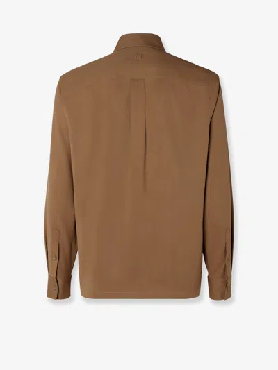 Fendi Luxurious Wool Long Sleeve Shirt In Brown