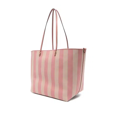 Fendi Women Roll Large Striped Tote Bag In Pink